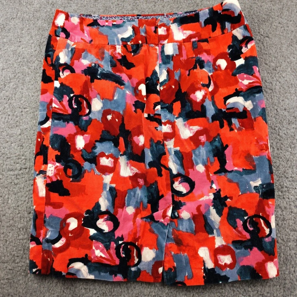 Anthropologie Vanessa Virginia Painterly Corduroy Pencil Skirt sz 8